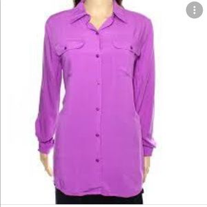 Lauren Ralph Lauren purple button down business casual blouse size large